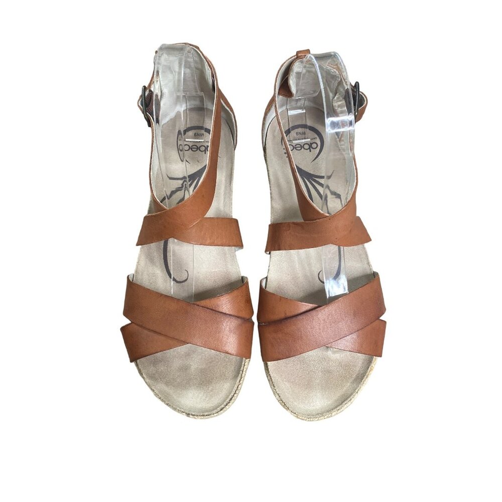 ABEO BIOMECHANICAL WOMEN'S BROWN LEATHER STRAPPY FLAT SANDALS SZ 9